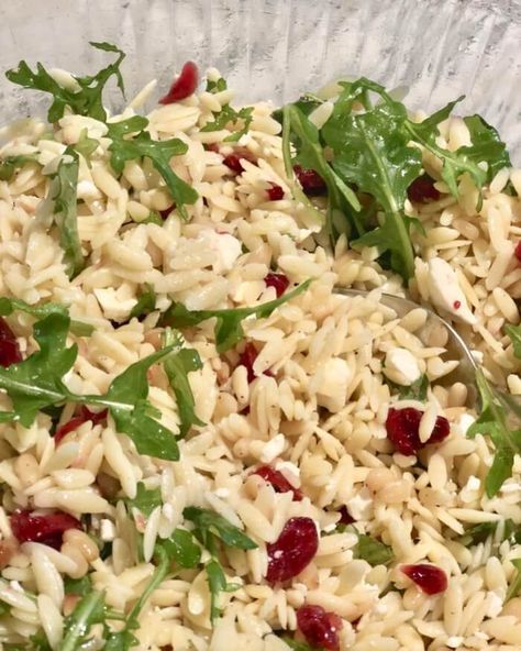 Orzo Salad with Cranberries, Feta - Kathy Miller Time Orzo Feta Salad, Salad Cranberries, Spinach Feta Salad, Spinach Orzo Salad, Orzo Spinach, Lemon Orzo Salad, Salad With Cranberries, Orzo Dishes, Feta Pasta Salad