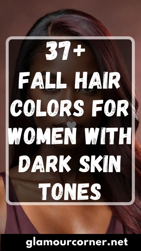 Discover the best fall hair colors for women with dark skin tones! From rich caramel highlights to deep burgundy hues, these vibrant shades complement dark skin tones beautifully. Whether you’re looking for bold colors or subtle highlights, this guide will help you choose the perfect fall hair color that enhances your complexion and adds warmth to your look. Get ready to turn heads with the most flattering fall hair colors for dark skin! Best Fall Hair Colors, Hair Colors For Dark Skin, Hair Color For Dark Skin, Colors For Dark Skin, Caramel Highlights, Subtle Highlights, Autumn Look, Hair Color For Women, Deep Burgundy