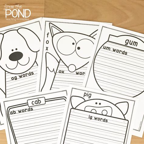 Word Families Rhyming Words Activities, Anchor Charts First Grade, Kindergarten Stations, Word Families Printables, Kindergarten Word Families, Reading Test Prep, Word Family Activities, Teaching Printables, First Grade Phonics