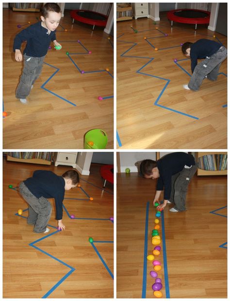 Proprioceptive sensory egg gathering race Activities For Special Needs, Sensory Seeking, Sensory Motor, Motor Planning, Gross Motor Activities, Movement Activities, Motor Skills Activities, Indoor Fun, Skills Activities