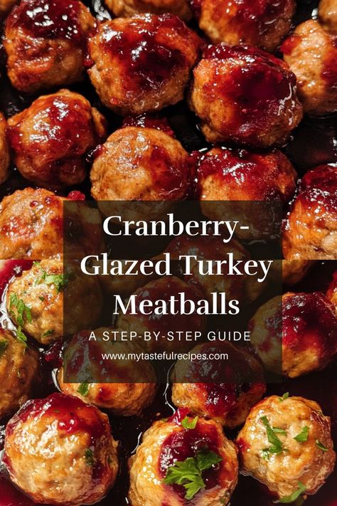 Give your turkey meatballs a festive makeover with a glossy cranberry glaze! These tender bites are perfect for holiday parties, game day, or a cozy family dinner. Christmas Meatballs, Holiday Meatballs, Cranberry Glaze, Turkey Meatballs Recipe, Cranberry Meatballs, Glazed Meatballs, Turkey Meatball Recipe, Turkey Glaze, Christmas Turkey