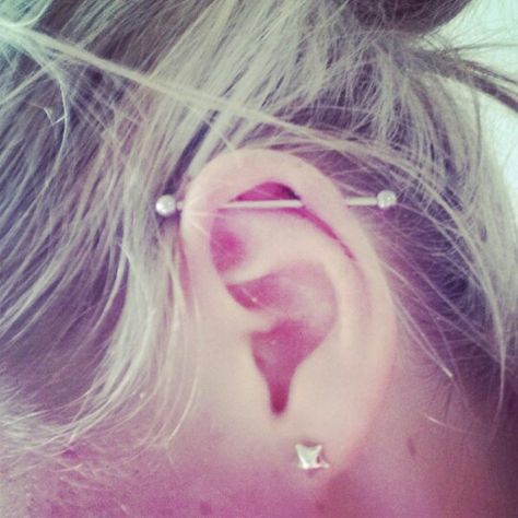 My Scaffold piercing :) Scaffold Piercing, Scaffolding Piercing, Scaffolding, Tattoos And Piercings, Piercings, Stud Earrings, Tattoos