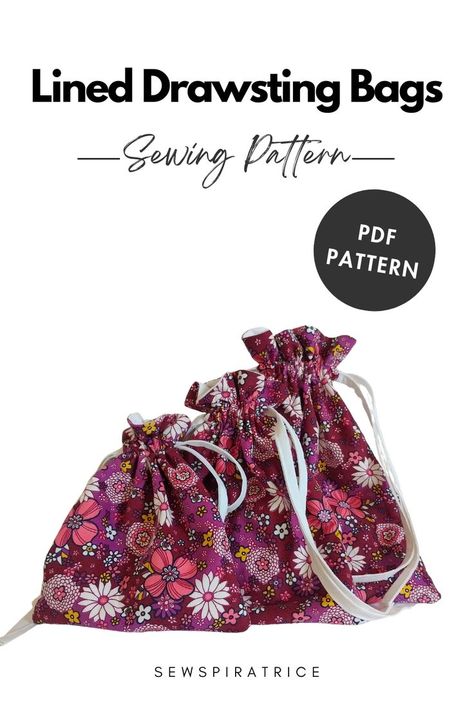 Create your own DIY lined drawstring bags with this easy PDF sewing pattern, perfect for beginners! Available in three sizes—small, medium, and large—this pattern is great for making gift bags, pouches, or practical storage bags. With clear instructions, you can confidently sew these versatile bags and add a personal touch to your sewing projects. Save this pin and download the pattern to get started on your next DIY project today! Drawstring Bag Sewing Pattern, Making Gift Bags, Lined Drawstring Bag, How To Make A Gift Bag, Drawstring Bag Pattern, Bag Sewing Pattern, Kawaii Penguin, Gift Bags Diy, Monogram Tattoo