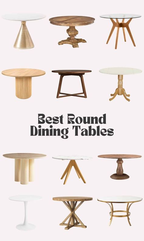 Best Round Dining Room Tables - 2023 - A Beautiful Mess Affordable Round Dining Table, Kitchens With Round Tables, Solid Wood Round Dining Table, Round Dining Room Table And Chairs, Small Round Kitchen Table And Chairs, Dining Room With Round Table Ideas, Traditional Round Dining Table, Round Dining Table Ideas, Round Table Dining Room