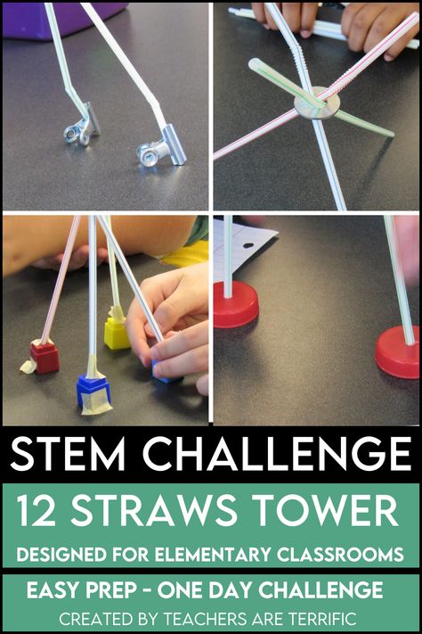 STEM Challenge- students use a main building materials in a quantity of only 12. Using only 12 straws students must build the tallest tower possible. Resorts For Kids, Stem Classes, Stem Lab, Stem Challenge, Stem Challenges, Stem Projects, Stem Activities, Fun Challenges, Original Card