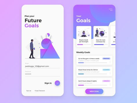 Goal Tracking App by William Tapp Goal Tracker App, Goal App, App Home Screen, Making Goals, Mobile Template, Mobile Ux, Mobile App Design Inspiration, Ux Inspiration, Goal Tracking