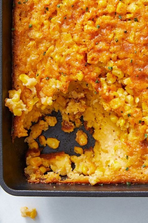 Ina Garten Creamed Corn Casserole - Delish Sides Casserole Sides, Best Corn Casserole Recipe, Baked Corn Casserole, Thanksgiving Casserole Recipes, Beef Noodle Casserole, Thanksgiving Casserole, Savory Sides, Corn Casserole Recipe, Corn Pudding