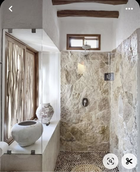 Holbox Island, Casa Country, Bathroom Goals, Stone Walls, Rustic Bathroom, Amazing Bathrooms, Bathroom Inspiration, Bathroom Interior Design, House Rooms