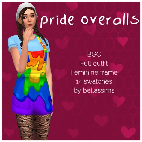 Pride Overalls | Bellassims on Patreon Pride Overalls, Sims 4 Cc Folder, Patreon Logo, Pride Outfit, Non Binary, Cc Sims, Jojo Siwa, Rainbow Flag, Clothing Tags