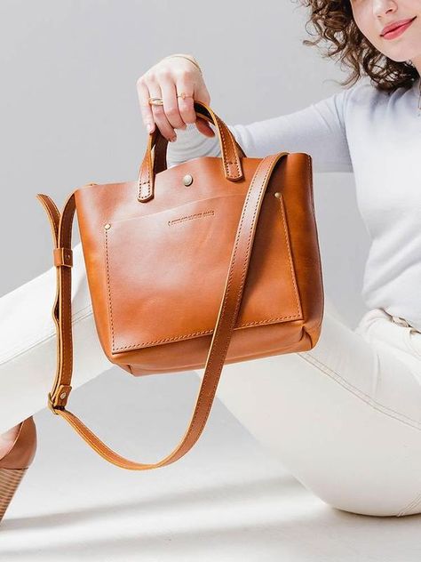 Leather Purses & Handbags | Portland Leather Goods Personalized Leather Handbag, Leather Goodies, Classic Leather Tote, Portland Leather Goods, Cute Mini Backpacks, Timeless Bags, Tote Bags Handmade, Crossbody Tote Bag, Almost Perfect