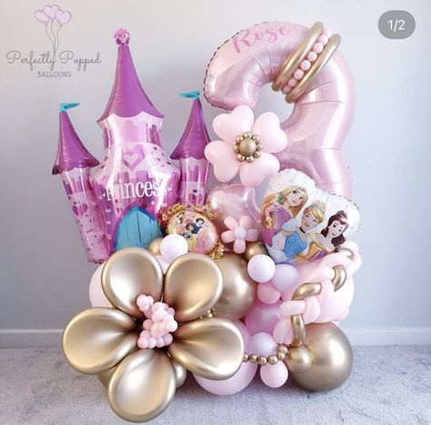 Princess Balloon Arrangement, Disney Princess Birthday Balloons, Disney Princess Balloon Bouquet, Disney Princess Balloon Decorations, Princess Birthday Balloons, Barbie Balloon Bouquet, Princess Balloon Bouquet, Princess Balloon Garland, Princess Balloon Decorations