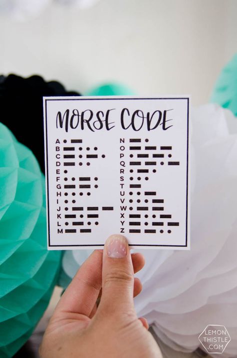 DIY Secret Message Morse Code Party Garland- with a printable decoder... this is such a fun idea! Perfect for a gender reveal Secret Message Ideas For Him, Diy Secret Message Ideas, Secret Gifts For Him, Secret Message Ideas, Morse Code Tattoo, Escape Room Diy, Diy Crafts For Boyfriend, Morse Code Words, Code Secret