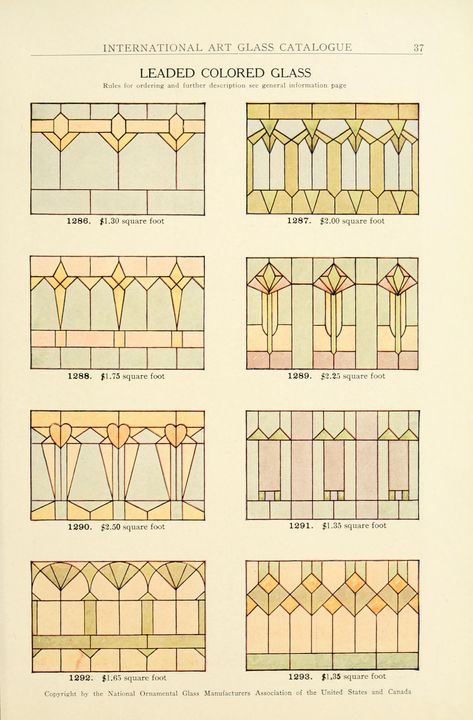 Window Art Glass of 1914 by the National Ornamental Glass Manufacturers Association of the United States and Canada Salon Art Deco, Stain Glass Window Art, Glass Art Design, Motif Art Deco, زجاج ملون, Glass Window Art, Glass Art Projects, Beach Glass Art, Stained Glass Diy