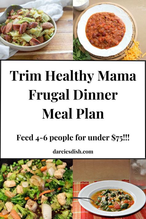 Trim Healthy Mama Frugal Dinner Meal Plan - Part 2 - Darcie's Dish S Meals Trim Healthy Mama, Thm Meal Plan For Beginners, Trim Healthy Mama Recipes Dinner, Trim Healthy Mama Meal Plan, Trim Healthy Mama Dinner, Thm Meal Plans, Dinner Meal Plan, Trim Healthy Mama Recipe, Frugal Kitchen