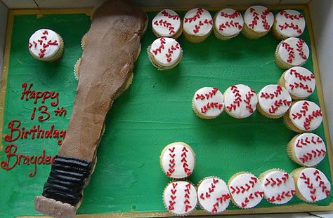 number 13 cupcake cake, via Flickr. Baseball Number Cake, Baseball Cupcake Cake, 13 Cupcake Cake, Baseball Cupcake Cakes, Baseball Birthday Cakes, Sport Cupcakes, Birthday Cupcakes Boy, Baseball Cupcakes, Season Recipes