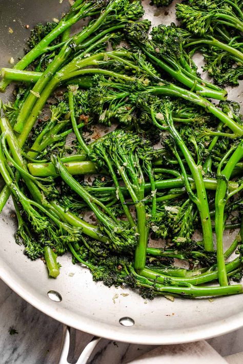 Sauteed Garlic Broccolini Broccolini Sauteed, Coconut Milkshake, Weekly Menu Plan, Braised Lamb Shanks, Weekly Menu Planning, Braised Lamb, Dinner Side, Black Bean Burgers, Easy Side Dish