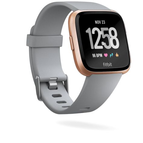 Rose gold face, gray band !! Fitbit Versa | Smart Watch Fitbit App, Fit Bit, Ipad 3, Apple Computer, Fitbit Charge, Bluetooth Headphones Wireless, Wearable Device, Heart Rate Monitor, Activity Tracker