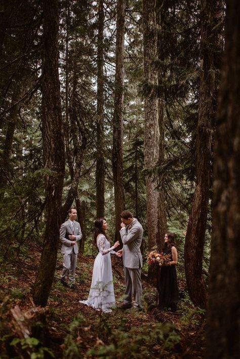 Rainforest Elopement, Autumn Bridesmaids, Elopement Hike, Lesbian Proposal, Witchy Wedding, Forest Poster, Washington Elopement, Elopement Wedding Photography, Tiny Wedding