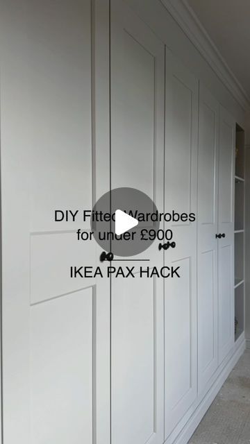 Ikea Fitted Wardrobe, Ikea Pax Wardrobe Built In, Dressing Ikea Hack, Diy Pax Wardrobe, Pax Door Hack, Ikea Pax Bedroom, Bedroom With Built In Wardrobe, Diy Wardrobe Ideas, Pax Diy