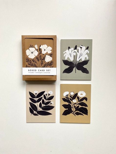 Sustainable packaging solutions, Envelop Illustration, Christmas Floral Illustration, Art Print Packaging, Wish Card Design, Cards Packaging Design, Botanical Graphic Design, Packaging With Window, Botanical Packaging, Kraft Box Packaging