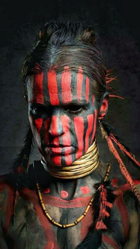 Indian Face Paints, Native American Face Paint, Native American Warrior, Ancient Paintings, Native American Artwork, Creepy Tattoos, Old Faces, African Masks, Native American Culture