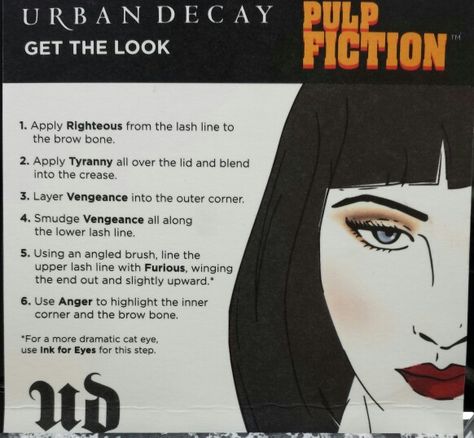 Urban Decay Pulp Fiction Makeup Look Pulp Fiction Makeup, 2015 Makeup, Lower Lashes, Pulp Fiction, Fall 2014, Urban Decay, Makeup Looks, Fall Winter, How To Apply