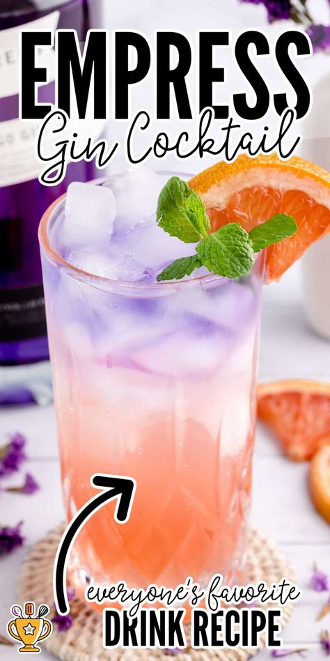 Mix up a vibrant Empress Gin Cocktail in minutes! This refreshing gin, citrus, and tonic drink is perfect for any occasion. Try it today! Empress Gin Cocktail, Gin Tonic Recipe, Empress Gin, Bartender Recipes, Easy Gin Cocktails, Purple Drink, Boat Drinks, Tonic Drink, Tonic Recipe