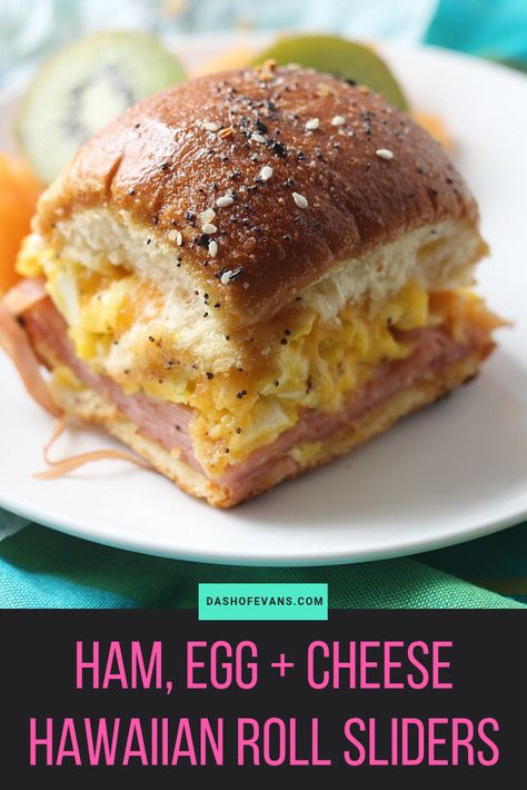 Hawaiian Roll Slider, Breakfast Ham, Breakfast Sliders, Eggs And Cheese, Sticky Buns Recipes, Ham Breakfast, Hawaiian Roll, Breakfast Slider, Cheese Sliders