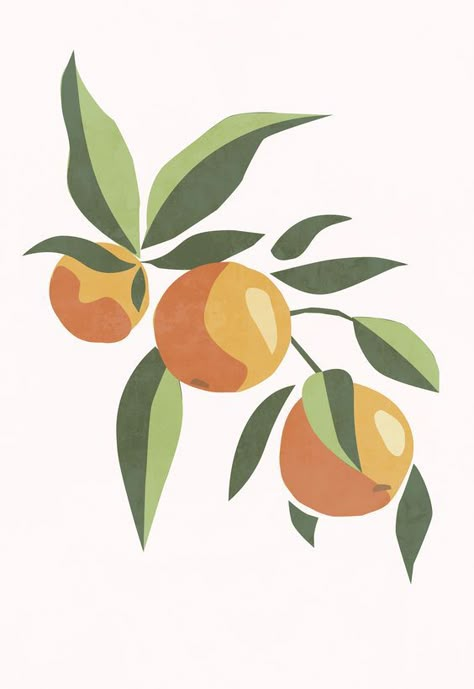 Orange Tree Branch, Fruit Wall Art, Soyut Sanat Tabloları, Gouache Art, Art Minimaliste, Orange Tree, Art Food, Arte Inspo, Fruit Art