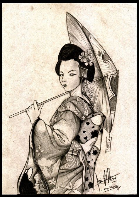 Japanese Tatto, Umbrella Tattoo, Japanese Umbrella, Technical Pen, Japanese Geisha, Pen Art, Tattoo Design, Bing Images, Sleeve Tattoos