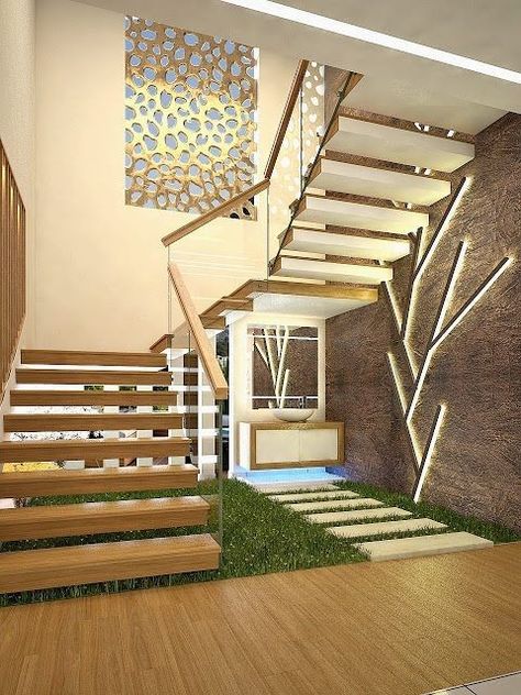 Stair Walls, Staircase Interior Design, Kerala Home, Houses Architecture, Staircase Design Modern, Stairs Design Interior, House Staircase, Living Area Design, Stairway Design