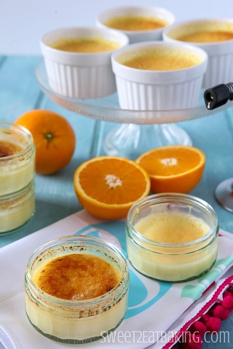 Orange Crème Brûlée by sweet2eatbaking.com Orange Creme Brulee, كريم بروليه, Cream Brulee, Brulee Recipe, Creme Brulee Recipe, Creme Brûlée, Types Of Desserts, Caramel Topping, Köstliche Desserts