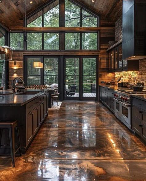 Barndo House, Modern Cabin Interior, Log Home Kitchens, Barn House Design, Country House Interior, House Floor Design, Dream Life House, Modern Farmhouse Exterior, Barn Style House