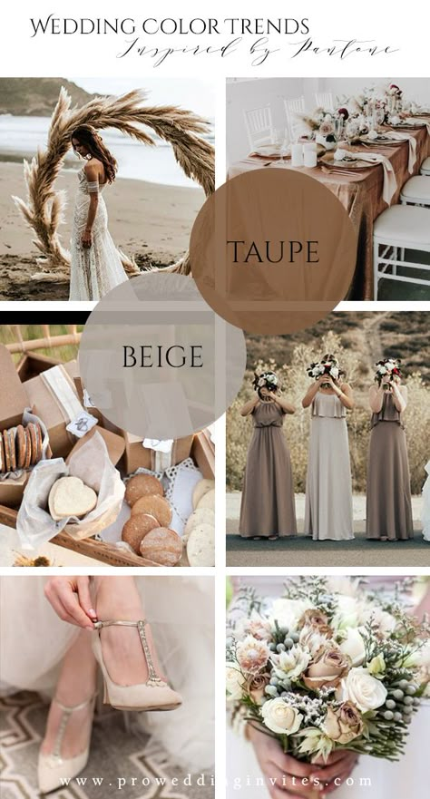 Champagne And Taupe Wedding, Nude Color Wedding Theme, Champagne Color Palette Wedding, Neutral Spring Wedding, Brown Wedding Theme, Beige Wedding Theme, Taupe Wedding Colors, Spring Wedding Theme, Brown Wedding Themes