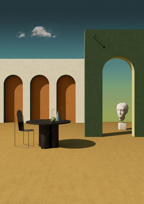 INSIDE ART // GIORGIO DE CHIRICO on Behance #MatterMade Furniture Sets Design, Giorgio De Chirico, Inside Art, Decor Studio, 3d Street Art, Architecture Books, Rene Magritte, Marc Chagall, Surrealism Painting