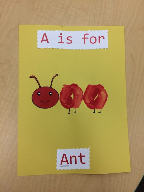 A is for ant handprint pic Ant Finger Print Craft, A Is For Ant Preschool, Letter A Crafts For Infants, A Is For Ant Craft, Ants For Preschoolers, Ant Art Preschool, Ant Activity For Preschool, Ant Crafts For Preschool, Ant Crafts For Kids