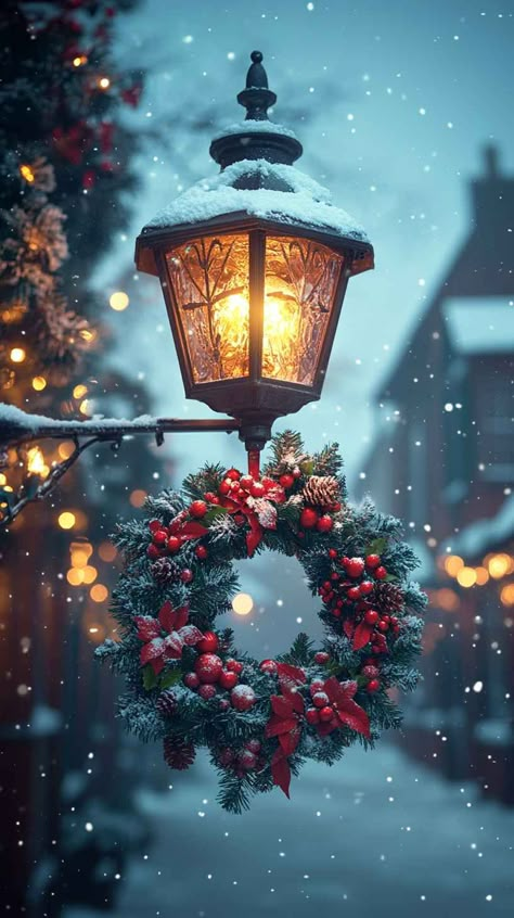 Christmas Street Lamp, Best Christmas Wallpaper, Winter Wonderland Background, Snowy Path, Christmas Lamp Post, Christmas Phone Backgrounds, Christmas Mobile, Wonderland Background, Christmas Street