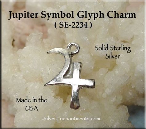 Sterling Silver Jupiter Symbol Charm, Astrological Planetary Glyph, Jupiter Zodiac Necklace, Zodiac Jewelry - Sagittarius / Pisces Jupiter Glyph, Jupiter Symbol, Glyphs Symbols, Silver Pendant Lamp, Pisces Necklace, Astrology Planets, Astrology Jewelry, Astrological Symbols, Astrology Necklace