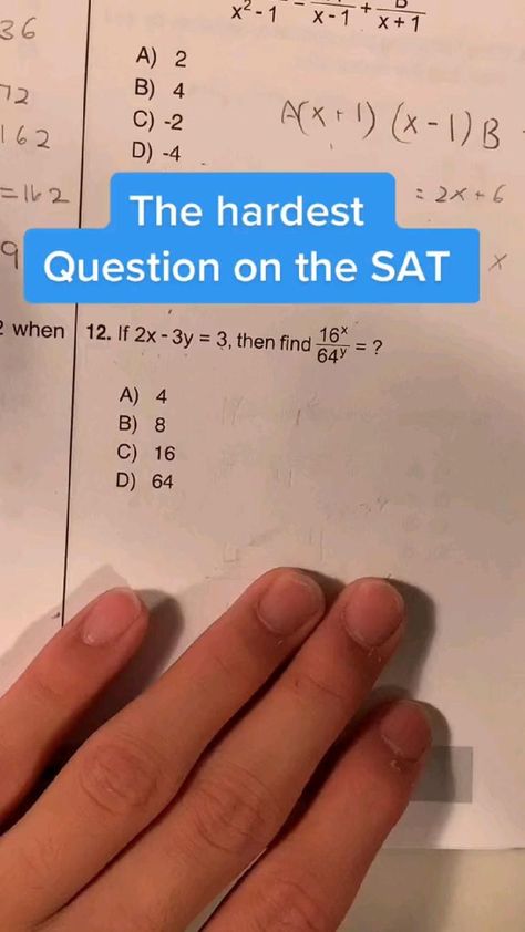 Challenging SAT question | Math lessons, Life hacks for school, High school life hacks School Life Hacks, Hacks For School, Teaching Math Strategies, Sat Math, Cool Math Tricks, Math Genius, High School Life Hacks, Learning Mathematics, High School Survival