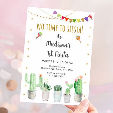 $3.15 | First Fiesta Cactus Birthday - fiesta party, cactus birthday, succulent birthday, girl fiesta party, gold fiesta birthday, gold fiesta party, girl first birthday, first fiesta, fiesta first birthday, no time to siesta Two Taco Birthday Party, Taco Bout Two Birthday, 2nd Birthday Theme Ideas, Fiesta 2nd Birthday, Fiesta 1st Birthday, 1st Birthday Boy Themes, First Fiesta, Cactus Birthday, Digital Invitations Design