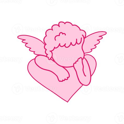 Pink Cupid Hand Drawn Cupid Doodle, Cupid Cartoon, Cupid Illustration, Cupid Clipart, Valentines Prints, Cupid Drawing, Stickers Bonitos, One Year Gift, Senior Jeans