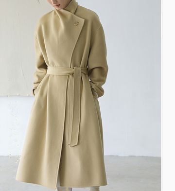 women'wool coat winter coat for women Long Wool Coat Outfit, Sweaters Western, Rhythm 0, Minimal Coat, Women Wool Coat, High Neck Coat, Winter Coat For Women, Cashmere Coat Women, Handmade Sewing