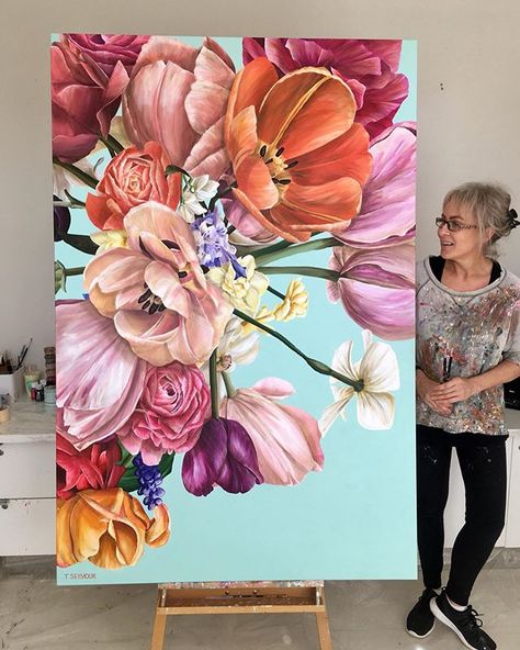 Abstract flower paintings