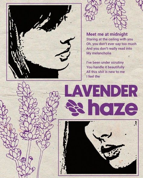 Taylor Swift Lavender Haze Tattoo, Midnights Taylor Swift Shirt, Lavender Haze Art, Lavender Graphic Design, Taylor Swift Room Decor Diy Wall Art, Lavender Haze Poster, Taylor Swift Graphic Design, Lavender Haze Aesthetic, Lavender Poster