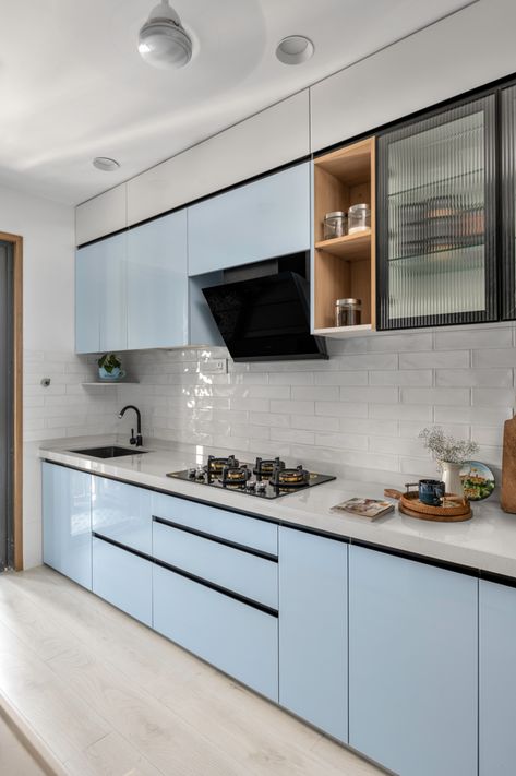 The Contemporary Fusion Interiors Prioritise Comfort and Usability | Designza Studio Parallel Kitchen Design, Small Bathroom Layout, Bathroom Layouts, Timeless Interior, Showroom Interior Design, Kitchen Colour Schemes, Countertops Kitchen, Bungalow Design, Granite Countertops Kitchen