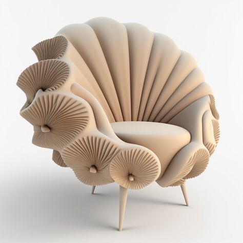 Shell Furniture Design, Seashell Chair, Luxury Bed Design, Futuristic Interior Design, Stylish Home Office, Designer Chair, Funky Chairs, Amazing Furniture, Fantasy Furniture