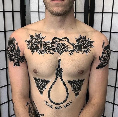 Mens Stomach Tattoo, Traditional Bear Tattoo, Traditional Chest Tattoo, Hannah Tattoo, Collar Bone Tattoo For Men, Collar Tattoo, Traditional Tattoo Man, Traditional Black Tattoo, Torso Tattoos