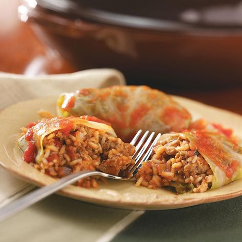 Old-Fashioned Cabbage Rolls Recipe -It was an abundance of dill in my garden that led me to try this. My family liked the taste so much that, from then on, I made my cabbage rolls with dill. My husband and I have seven children, ranging in age from 36 to 17. Easy Cabbage Rolls, Baked Cabbage, Dill Recipes, Stuffed Cabbage Rolls, Cabbage Rolls Recipe, Stuffed Cabbage, Cooked Cabbage, Cabbage Rolls, Cabbage Recipes