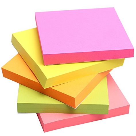 Wotmic Sticky Notes Easy Post 12 Pads/Pack, 100 Sheets/Pad, 3 inch X 3 inch, Squares 5 Colors Child Fresh Office Supplies Desk Accessories, Note Pad Design, Memo Holder, Memo Notepad, Note Memo, Fantasy Collection, Flag Sizes, Curtains With Rings, Neon Color