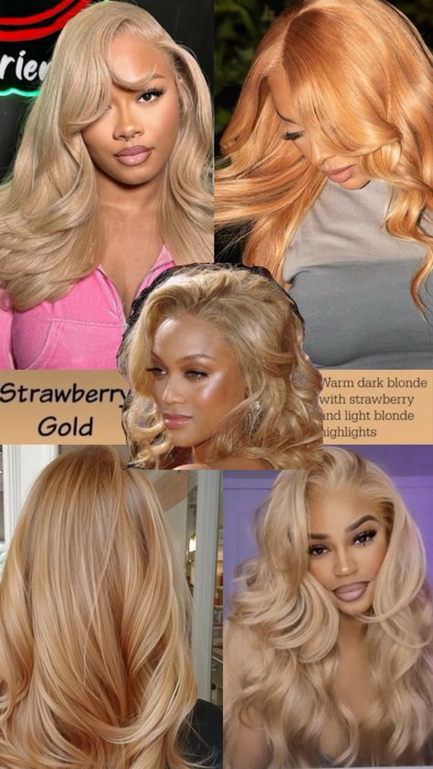 Strawberry blonde hair. / honey blonde/ light ginger Blonde Dyed Hair, Chocolate Blonde, Blonde Dye, Sew In Hairstyles, Honey Blonde Hair, Strawberry Blonde Hair, Hair Blonde, Dark Blonde, Blonde Wig